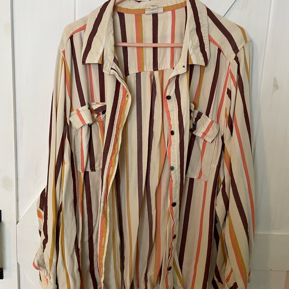Ana, plus, 3x, striped button up. Fall, holiday, school, teacher - Picture 3 of 4